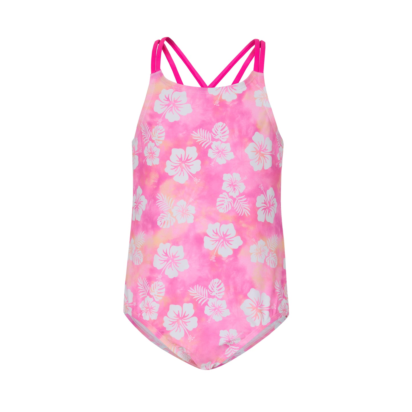 Pink Hibiscus Punch;@A 3 Piece Swim Set with Rashguard in Pink Hibiscus Punch