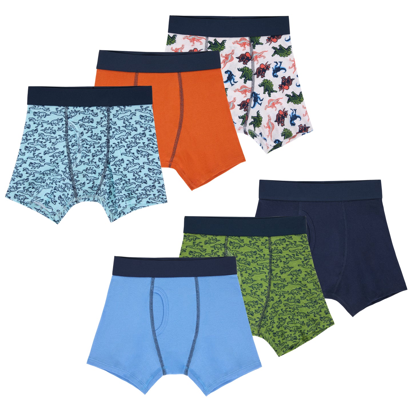 Chomp Squad Pack;@A Boys Cotton Boxer Brief Underwear 6-Pack in Chomp Squad Pack