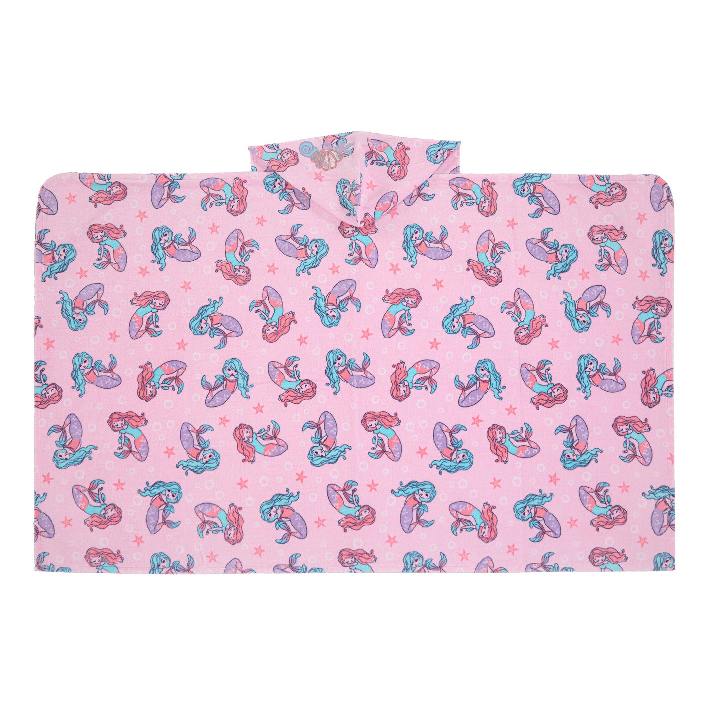 Mermaid Pink;@A Character Hooded Towels in Mermaid Pink