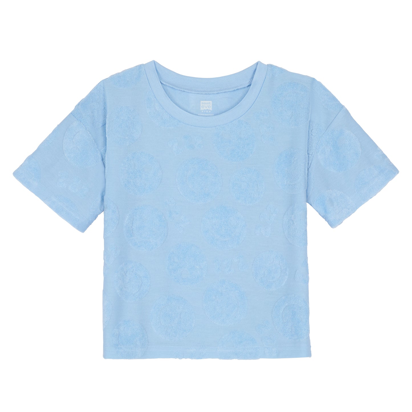 Blue Sleepy Smiles;@A Girls' Terry Short Set in Blue Sleepy Smiles