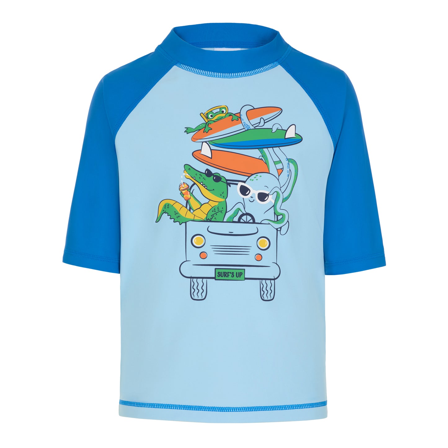 Ride the Wild Stripe;@A Boys' Short Sleeve Rashguard Set in Ride the Wild Stripe