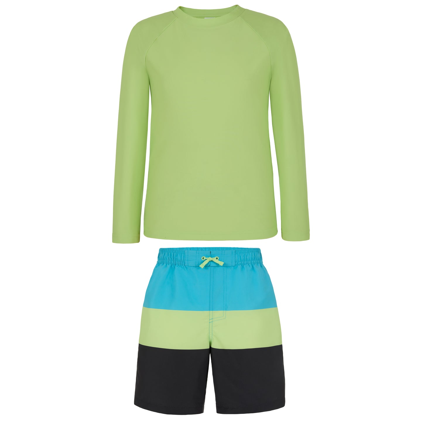 Neon Surfer Stripe;@A Long Sleeve Rashguard Set in Neon Surfer Stripe