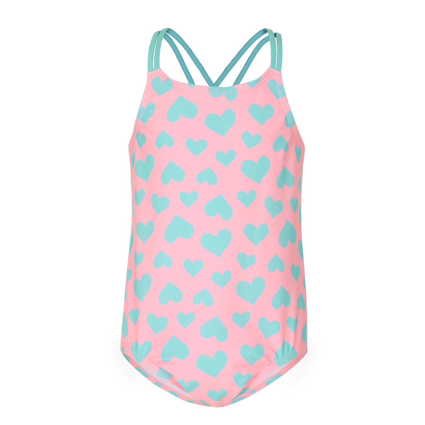 Pink Bubblegum Hearts;@A 3 Piece Swim Set with Rashguard in Pink Bubblegum Hearts