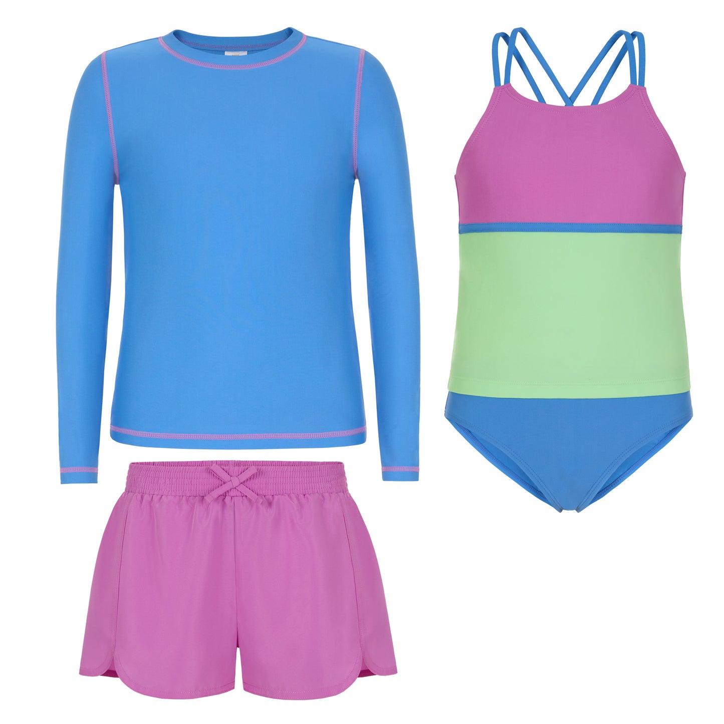 Purple Crush;@A 4 Piece Swim Set with Rashguard in Purple Crush