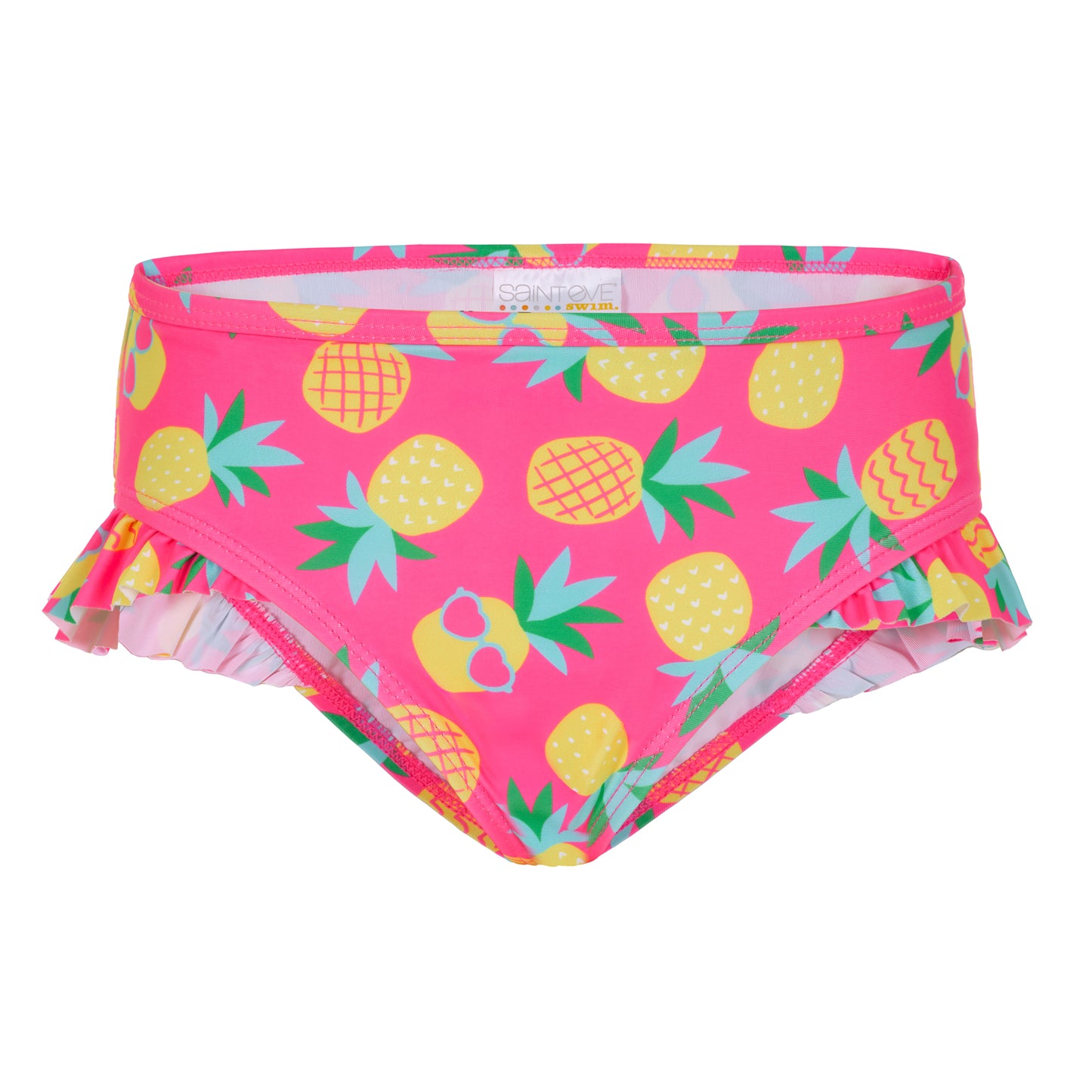 Pineapple Popstars Aqua;@A Girls' Short Sleeve Rashguard Set in Pineapple Popstars Aqua