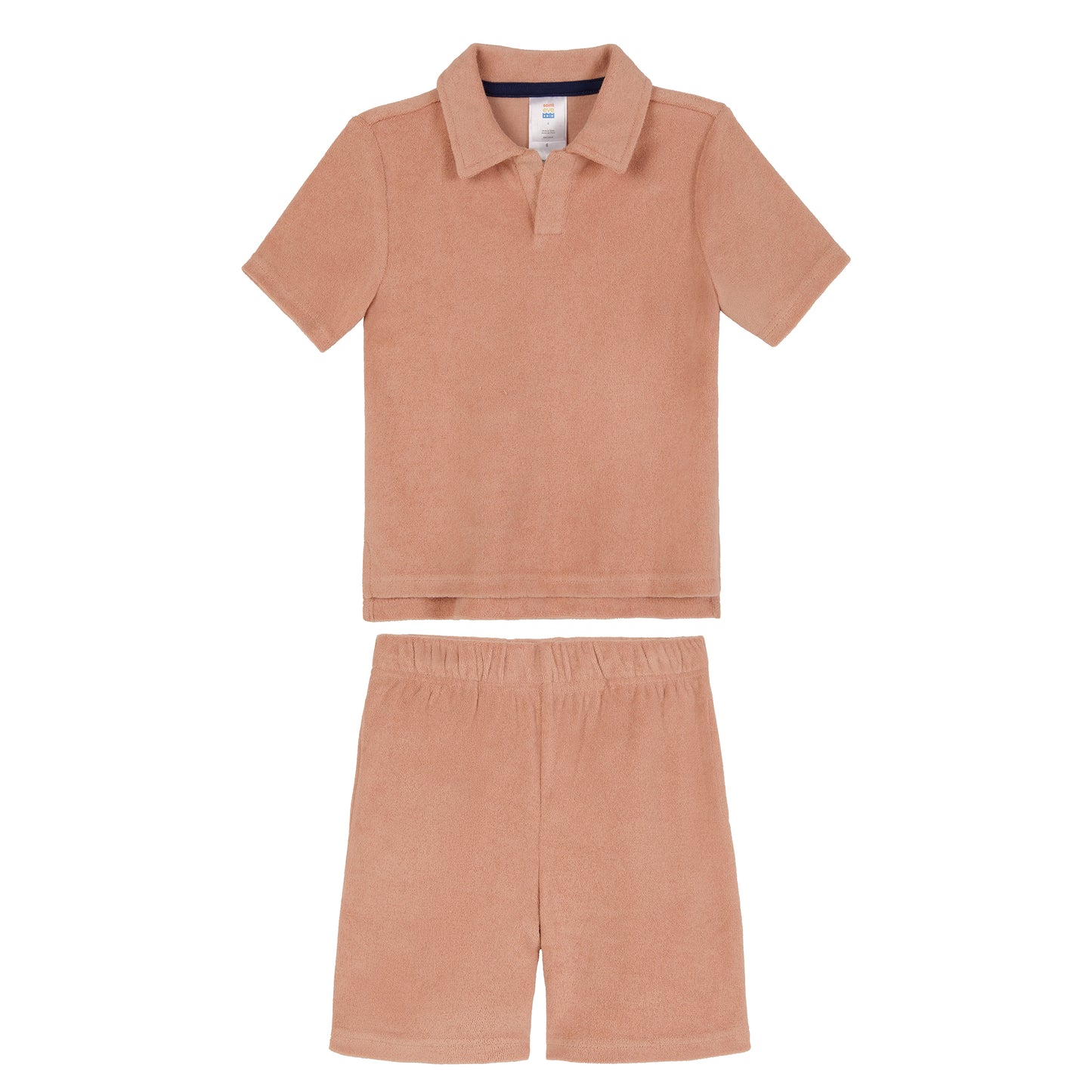 Georgia Peach;@A Boys' Terry Polo Short Set in Georgia Peach