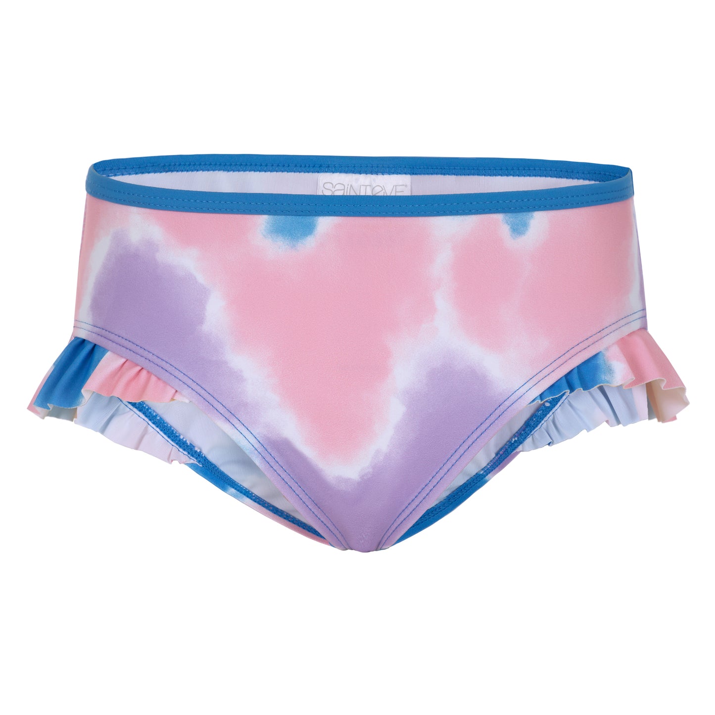 Hibiscus Haze Periwinkle;@A Girls' Short Sleeve Rashguard Set in Hibiscus Haze Periwinkle
