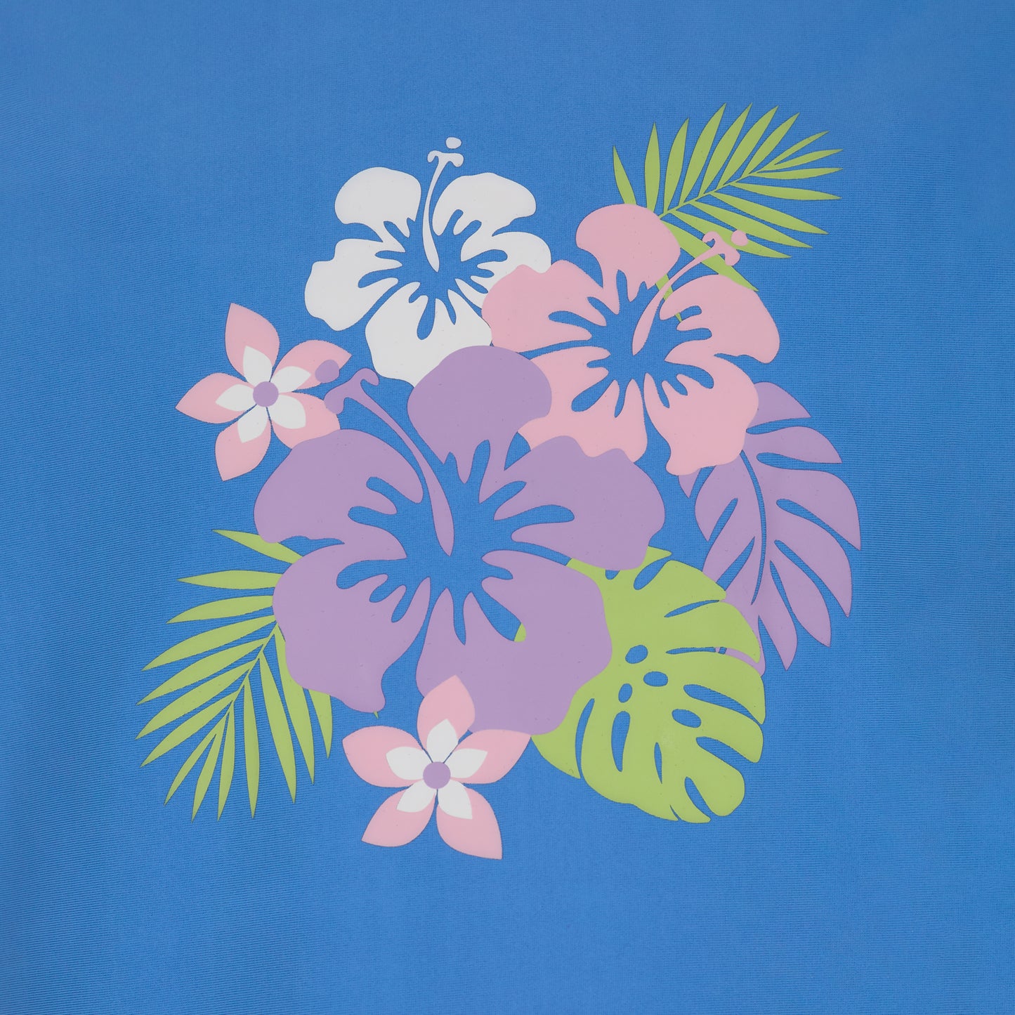 Hibiscus Haze Periwinkle;@A Girls' Short Sleeve Rashguard Set in Hibiscus Haze Periwinkle