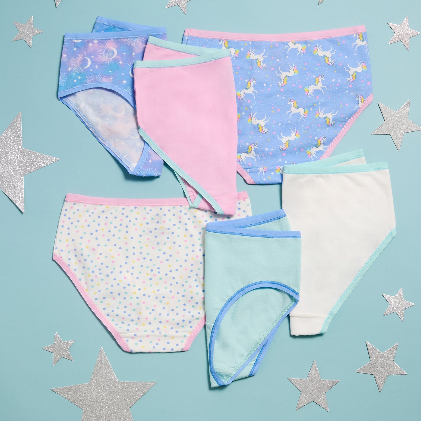 Celestial Dreamer Pack;@A Girls Cotton Brief Underwear 6-Pack in Celestial Dreamer Pack