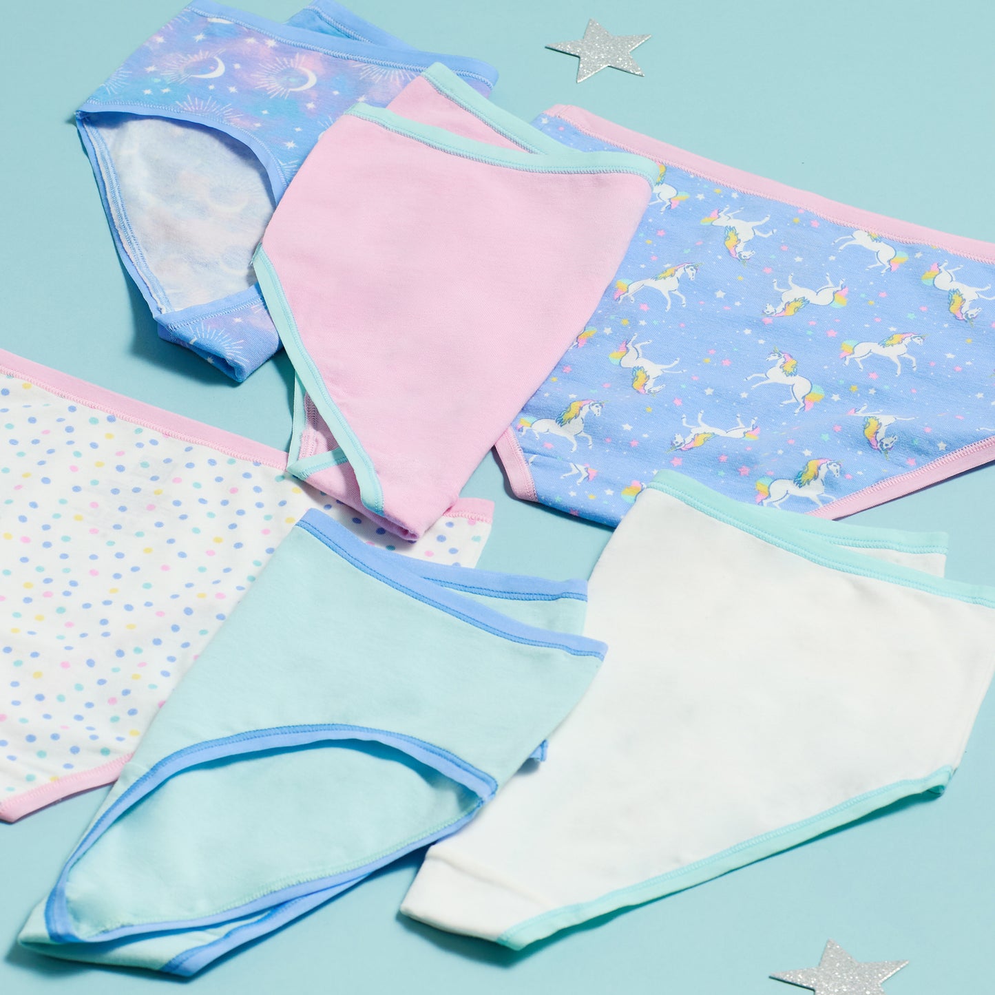 Celestial Dreamer Pack;@A Girls Cotton Brief Underwear 6-Pack in Celestial Dreamer Pack