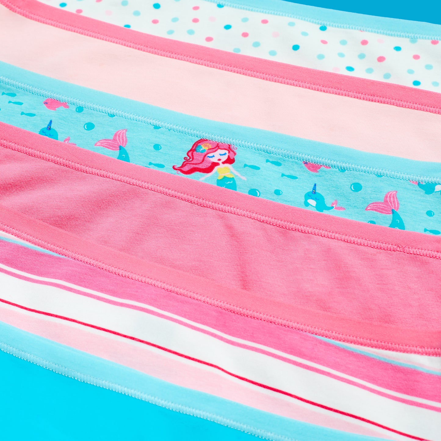 Ocean Princess Pack;@A Girls Cotton Brief Underwear 6-Pack in Ocean Princess Pack