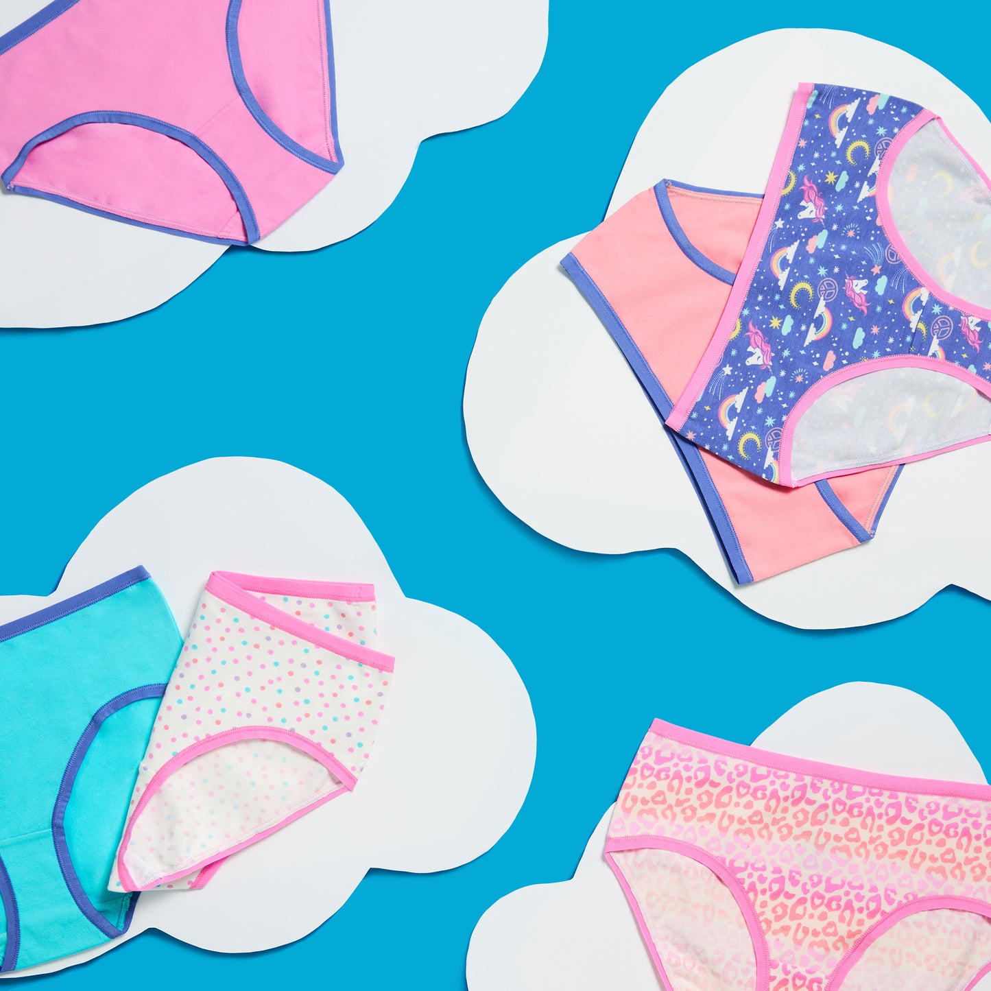 Rainbow Basics Pack;@A Girls Cotton Brief Underwear 6-Pack in Rainbow Basics Pack