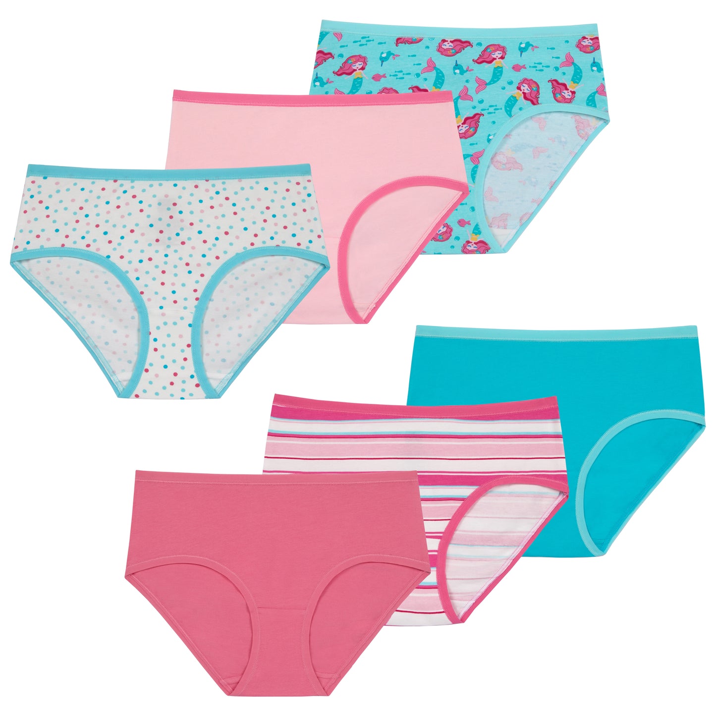 Ocean Princess Pack;@A Girls Cotton Brief Underwear 6-Pack in Ocean Princess Pack
