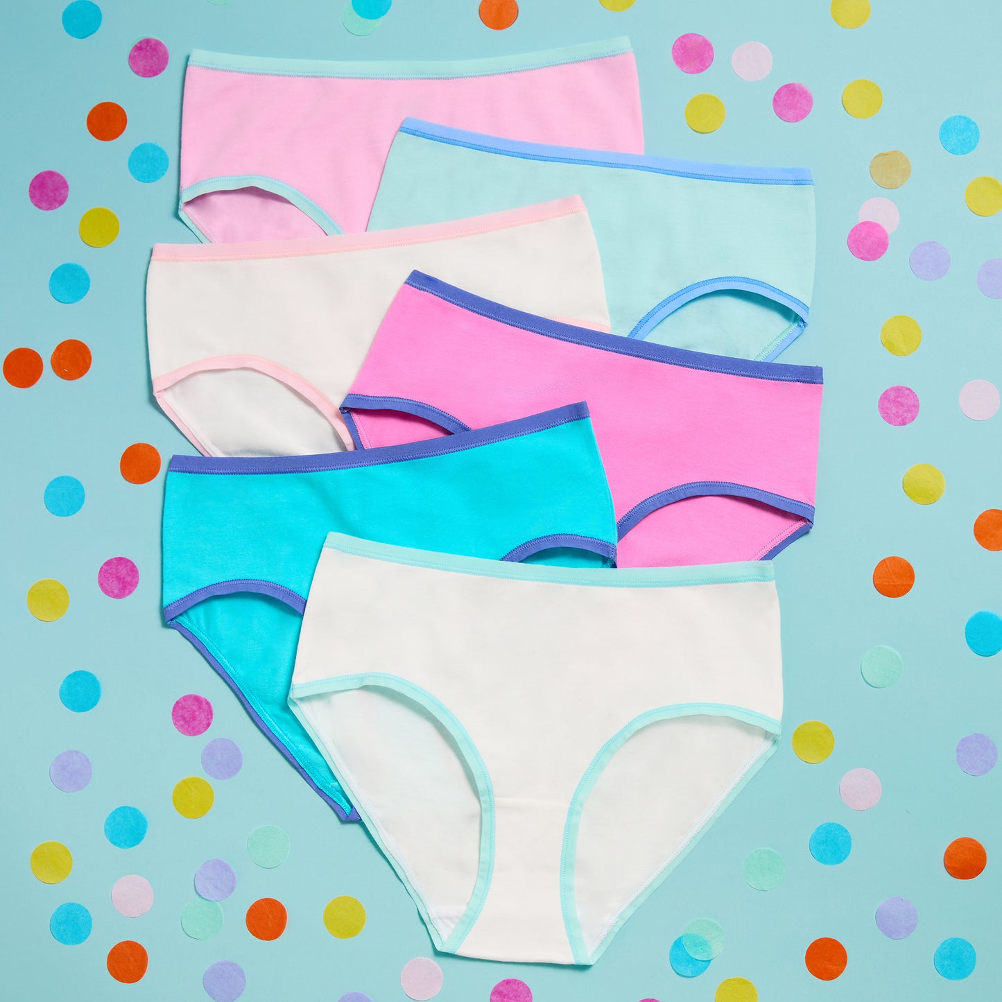 Rainbow Basics Pack;@A Girls Cotton Brief Underwear 6-Pack in Rainbow Basics Pack