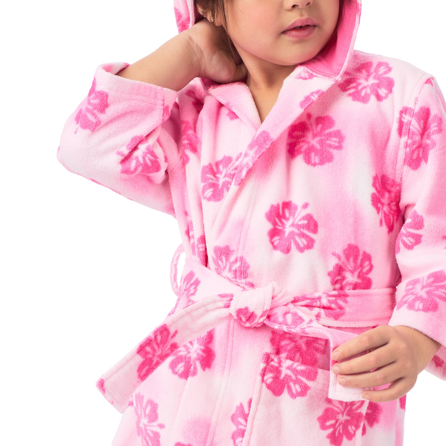 Hibiscus;@A girl wearing Girls 3D Character Hood Cotton Terry Cover Up
