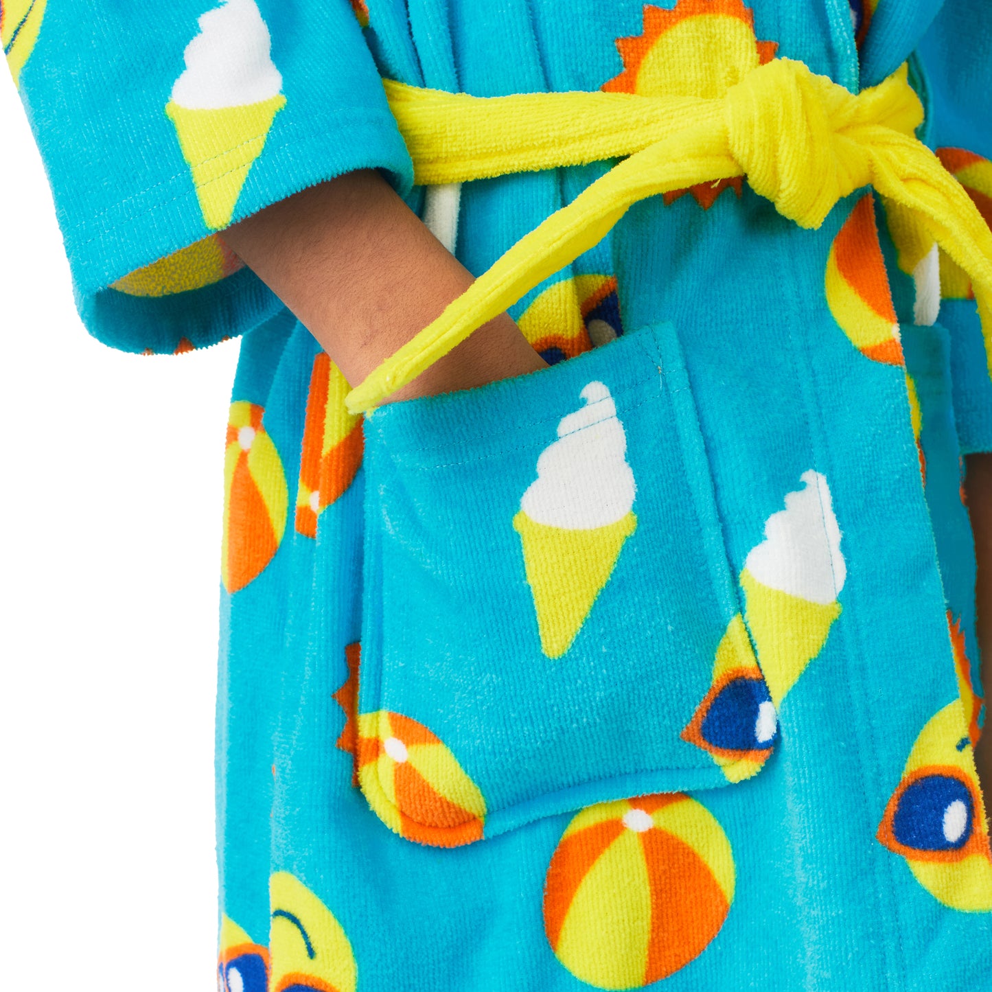 Smiley;@A boy wearing Boys 3D Character Hood Cotton Terry Cover Up