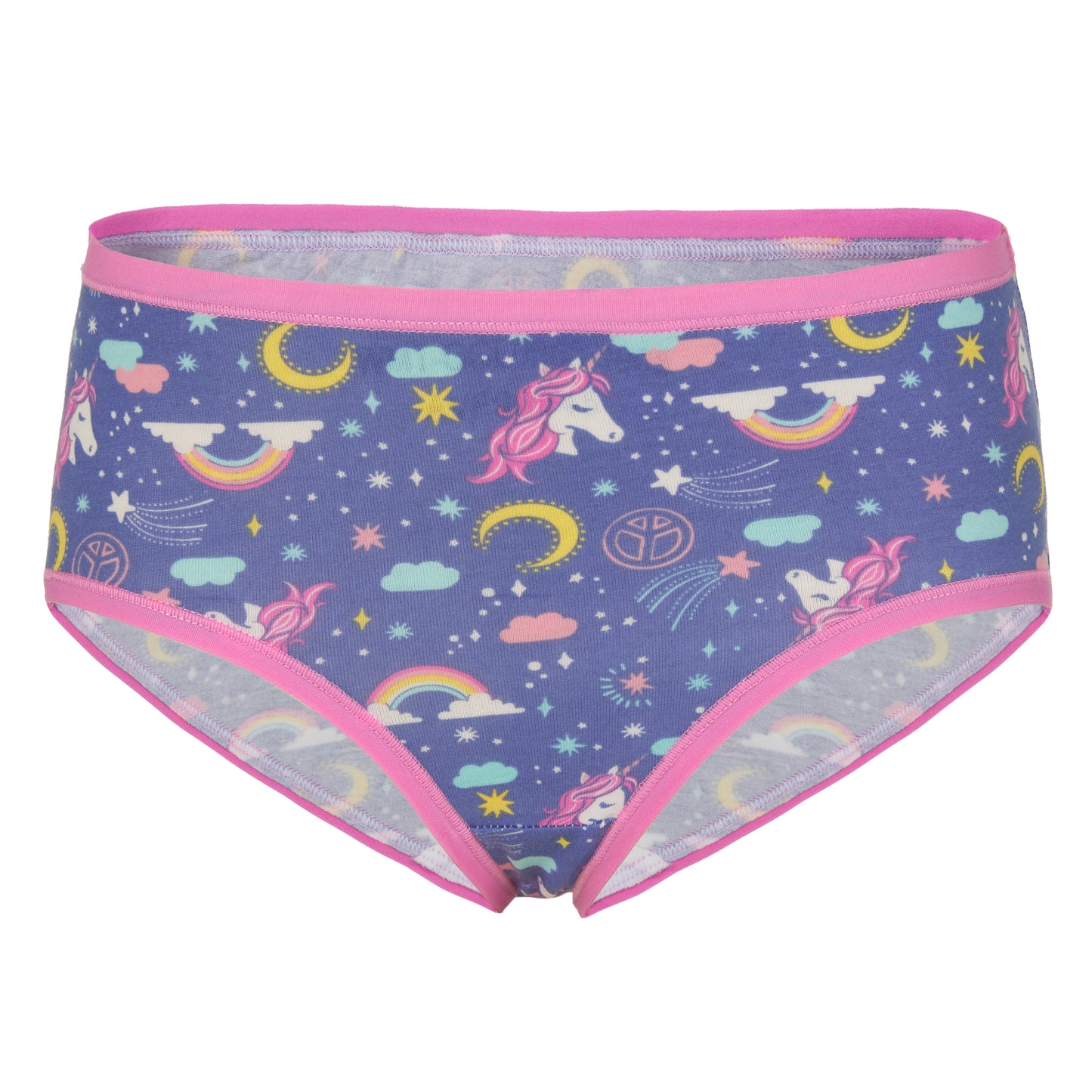 Midnight Unicorn Pack;@A Girls Cotton Brief Underwear 6-Pack in Midnight Unicorn Pack