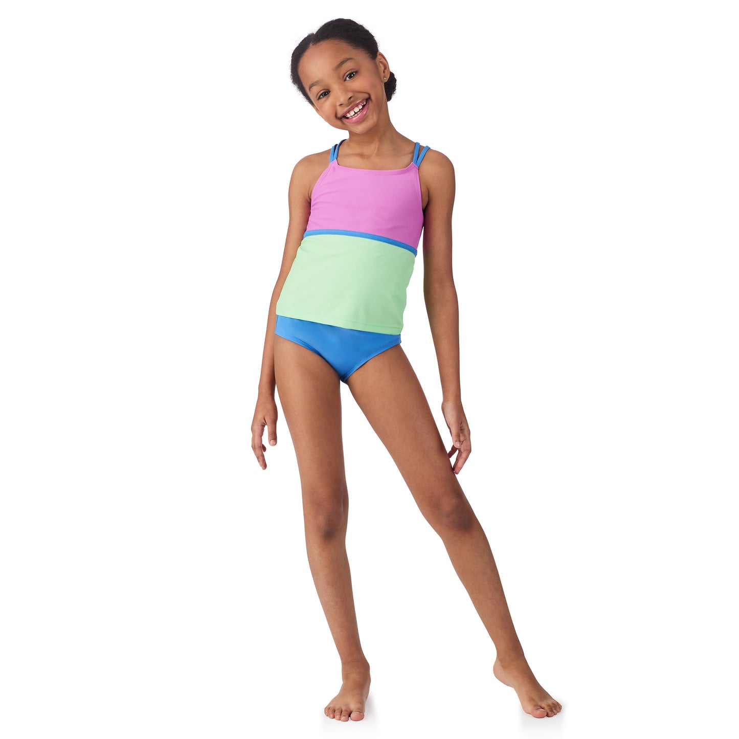 Purple Crush;@A girl wearing 4 Piece Swim Set with Rashguard in Purple Crush