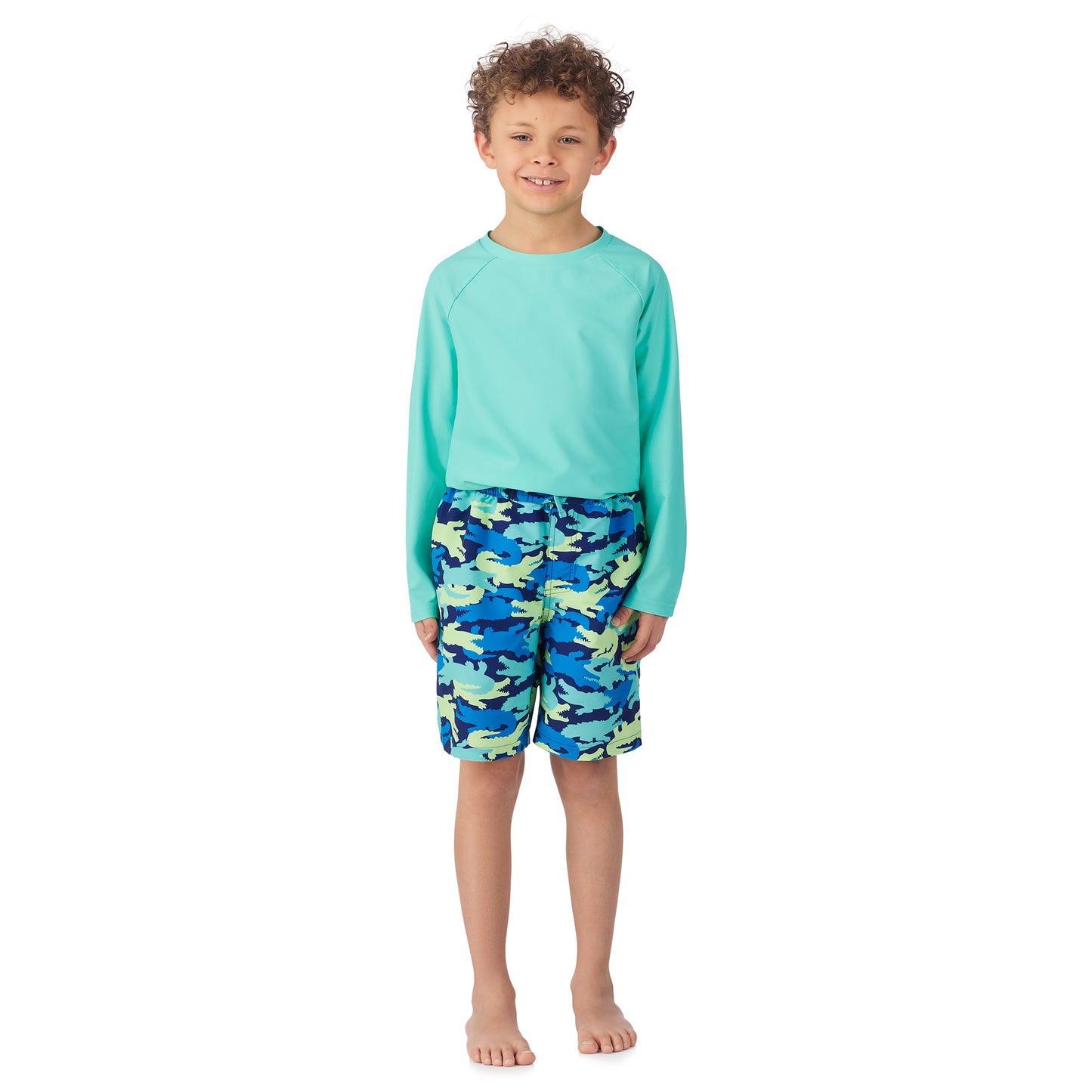 Gator Camo;@A boy wearing Long Sleeve Rashguard Set in Gator Camo