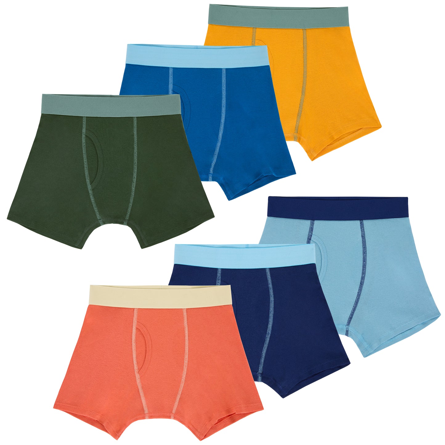 Color Pop Pack;@A Boys Cotton Boxer Brief Underwear 6-Pack in Color Pop Pack