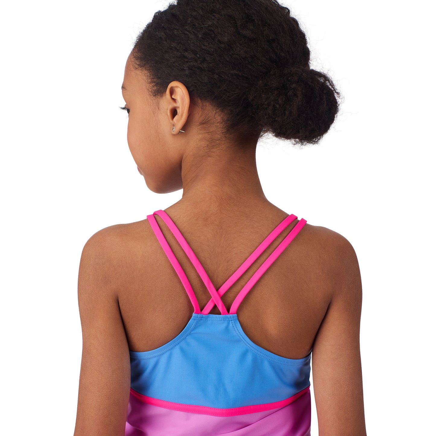 Berry Blue;@A girl wearing 4 Piece Swim Set with Rashguard in Berry Blue
