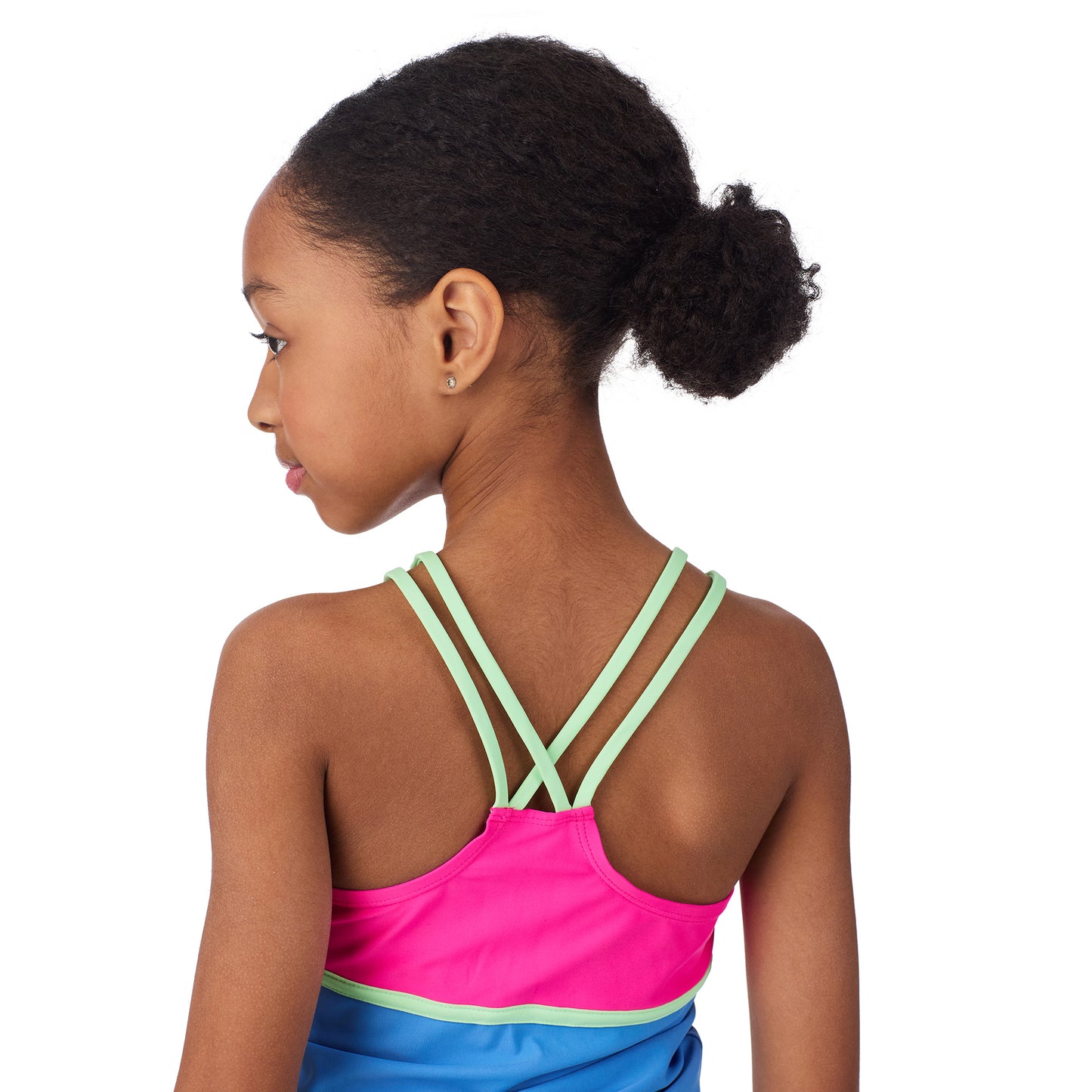 Watermelon Wave;@A girl wearing 4 Piece Swim Set with Rashguard in Watermelon Wave