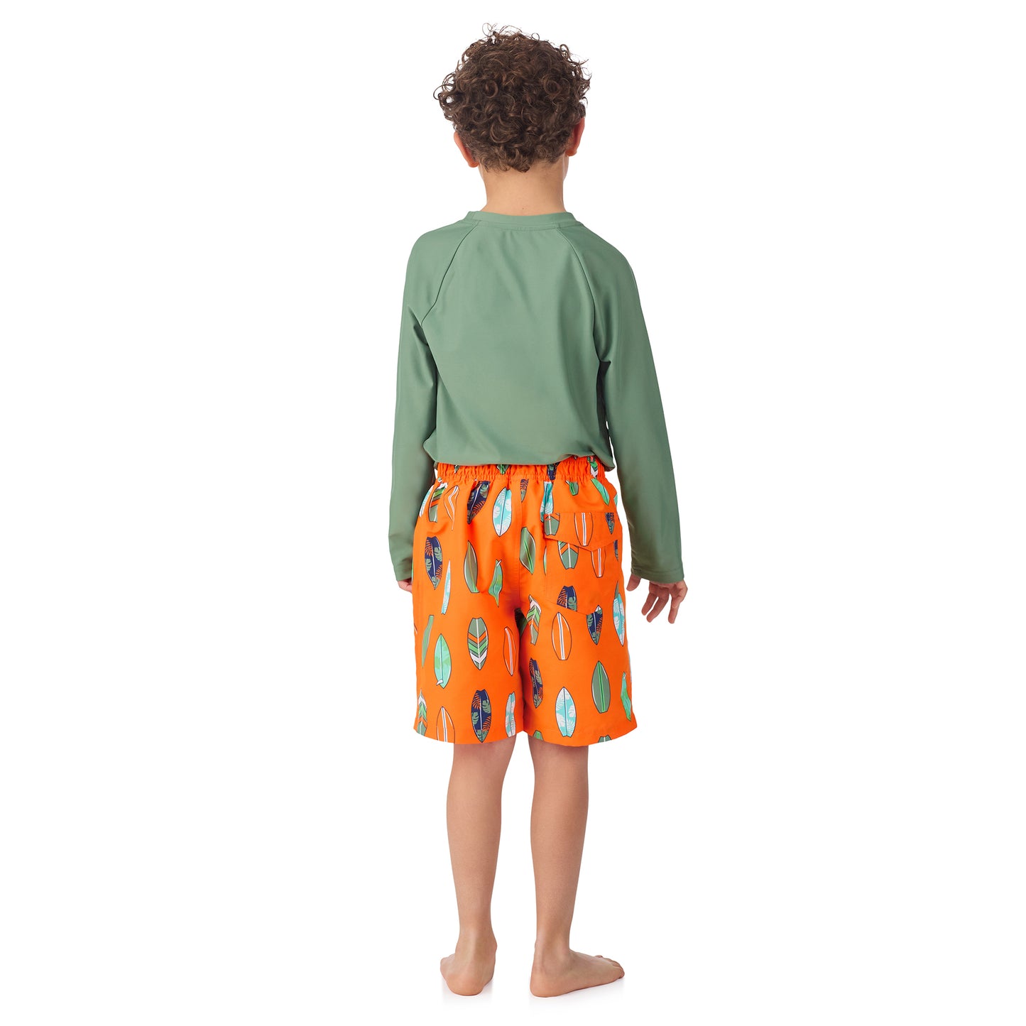 Coastal Tangerine;@A boy wearing Long Sleeve Rashguard Set in Coastal Tangerine