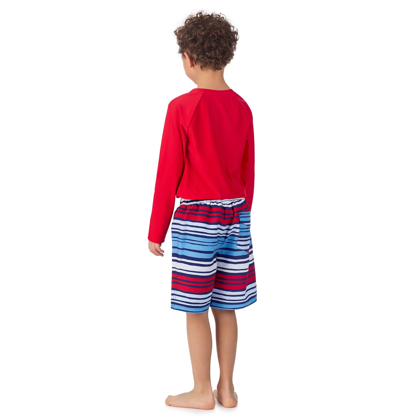 Set Sail Stripe;@A boy wearing Long Sleeve Rashguard Set in Set Sail Stripe