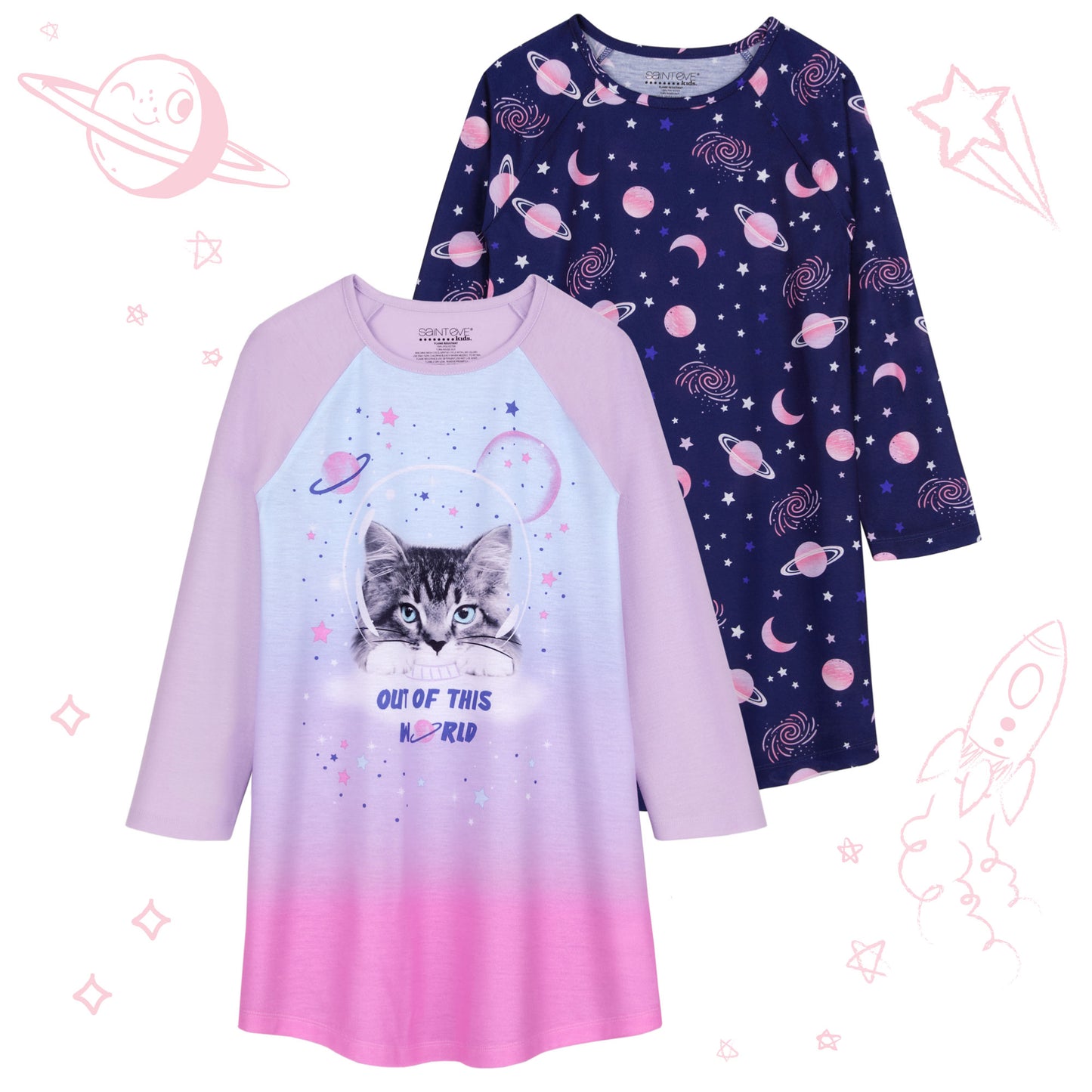 2 Pack Long Sleeve Nightgowns