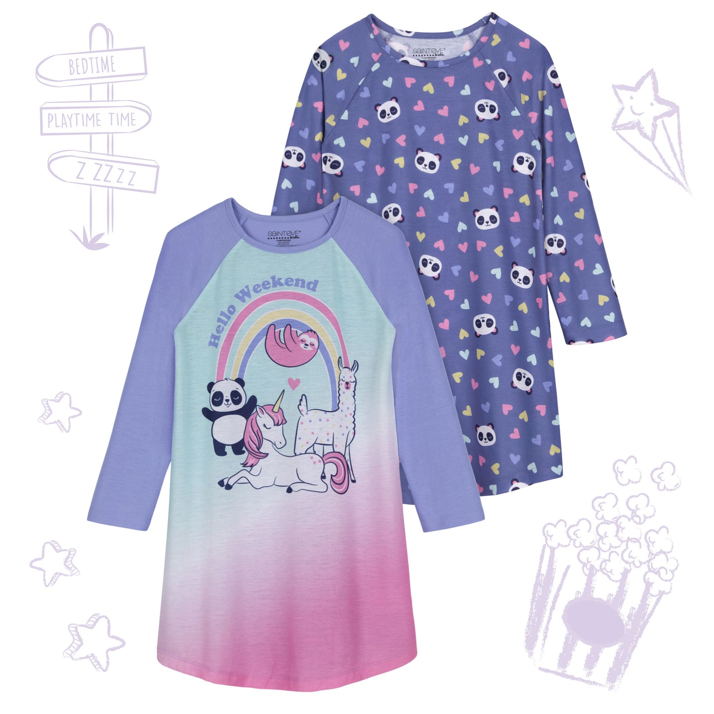 2 Pack Long Sleeve Nightgowns