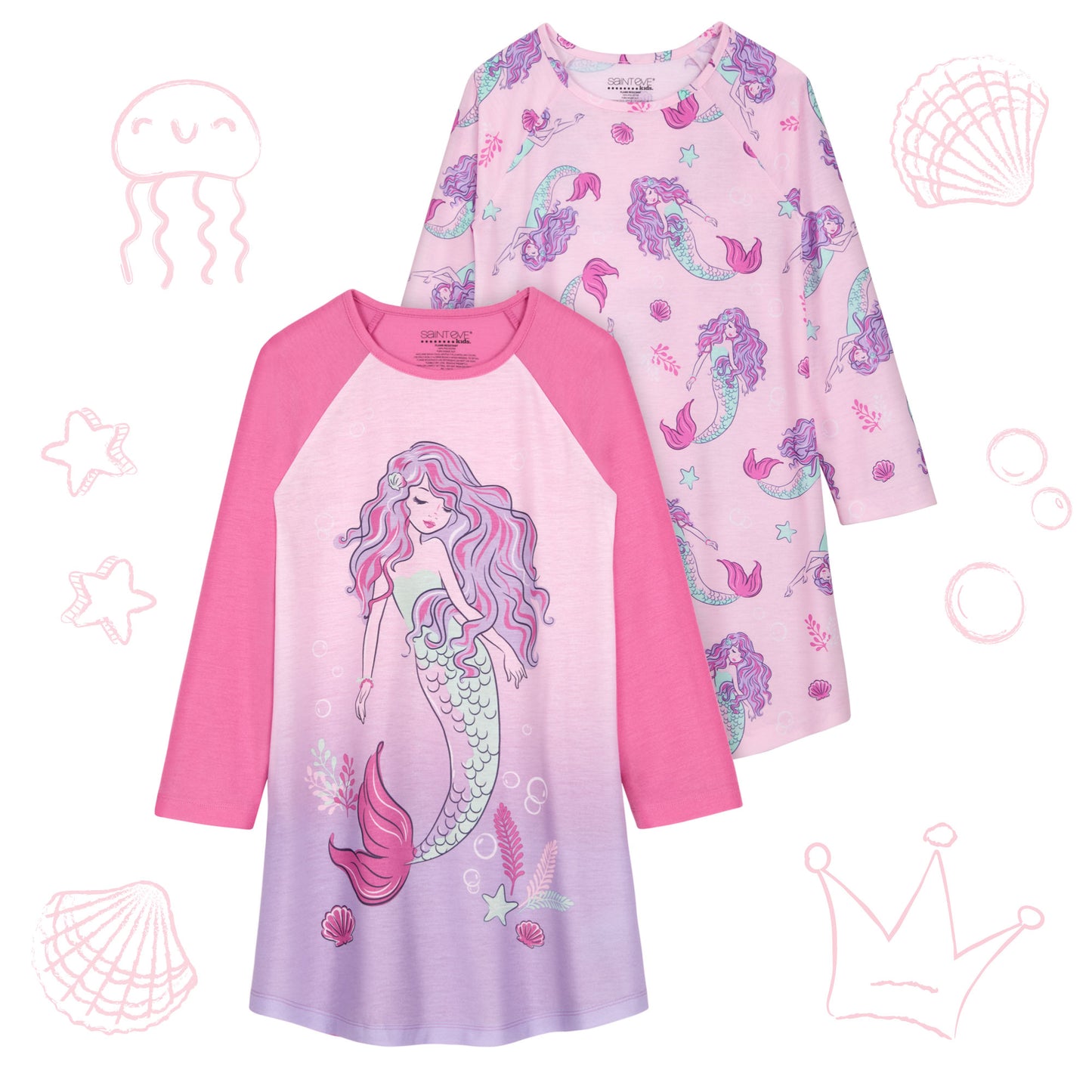 2 Pack Long Sleeve Nightgowns