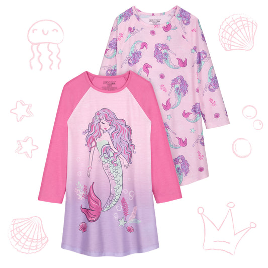 Girls 2 Pack Long Sleeve Nightgowns