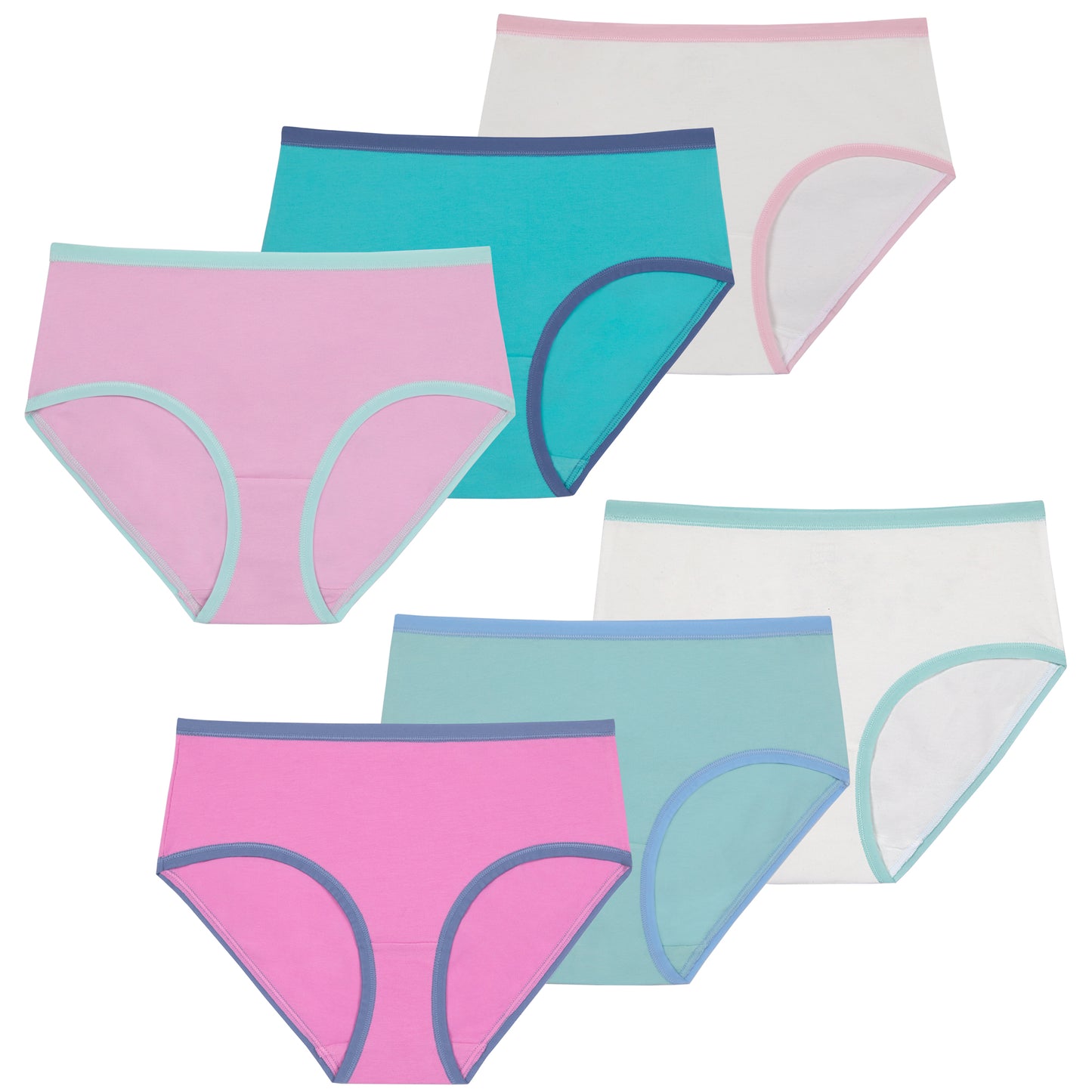 Rainbow Basics Pack;@A Girls Cotton Brief Underwear 6-Pack in Rainbow Basics Pack