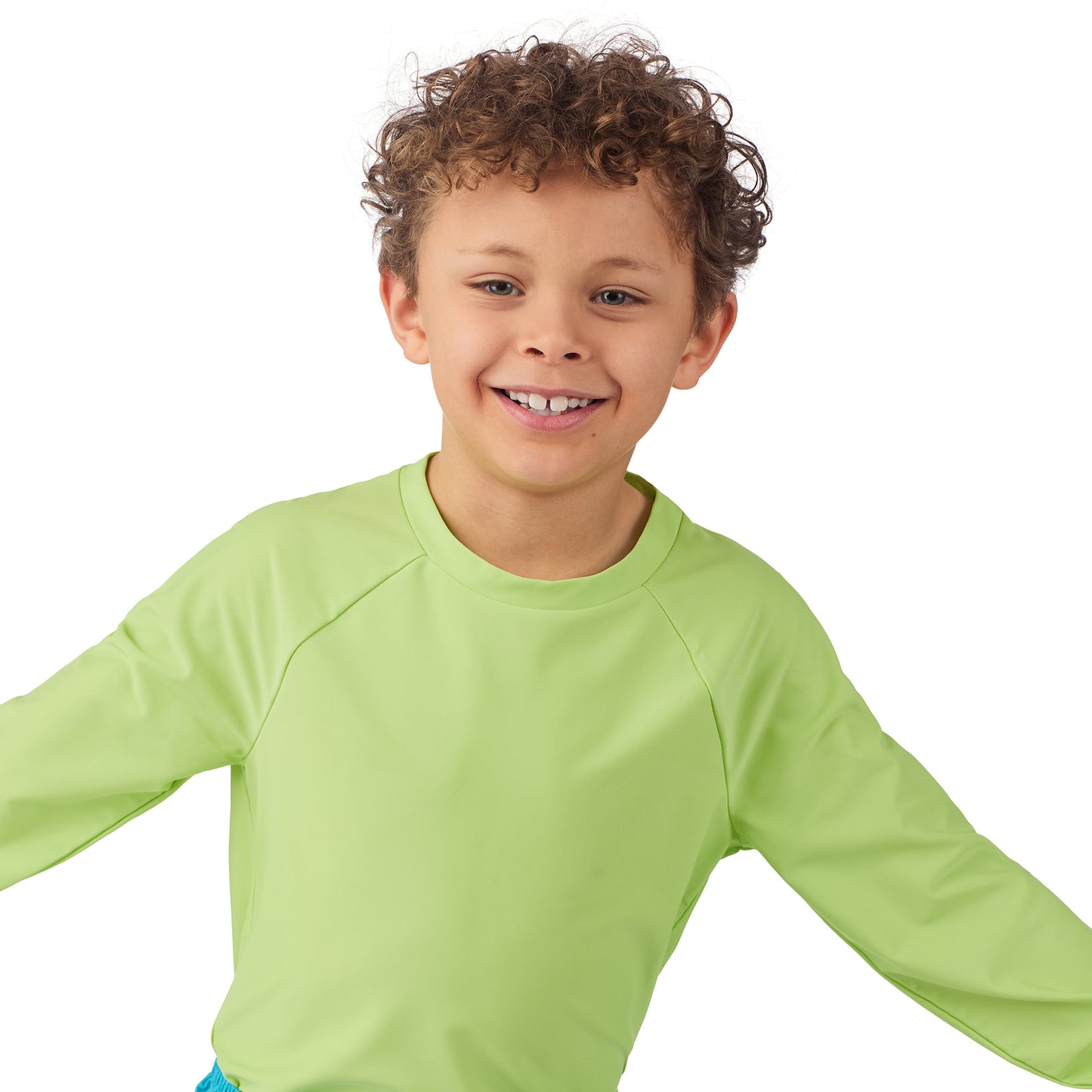 Neon Surfer Stripe;@A boy wearing Long Sleeve Rashguard Set in Neon Surfer Stripe