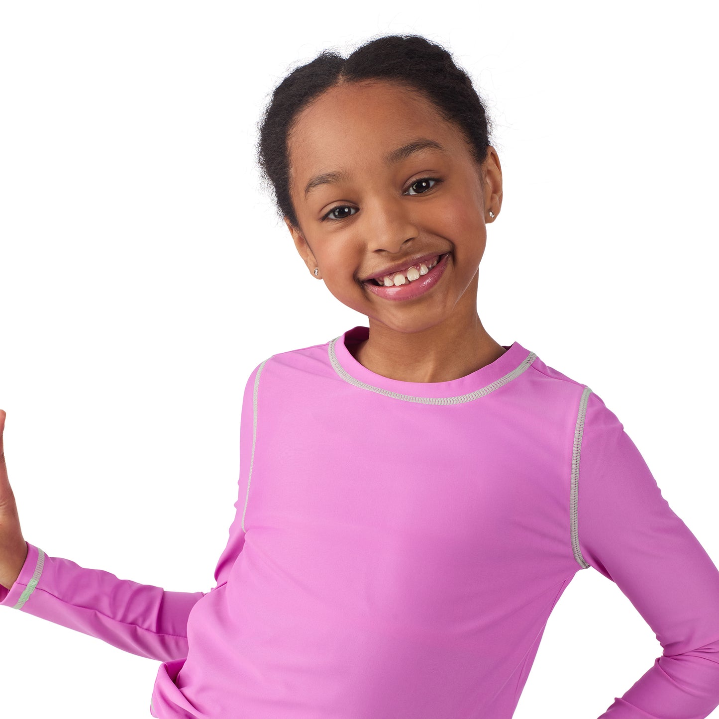 Lavender Lime;@A girl wearing 4 Piece Swim Set with Rashguard in Lavender Lime