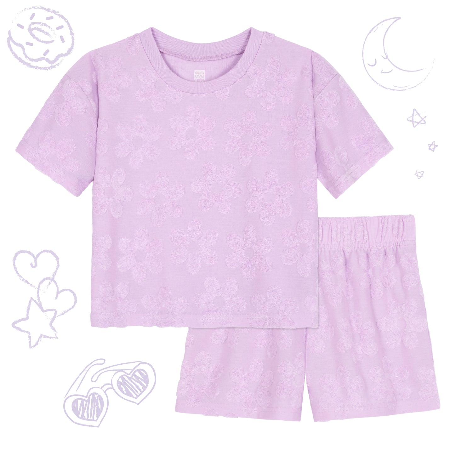 Petal Pop Lavender;@A Girls' Terry Short Set in Petal Pop Lavender