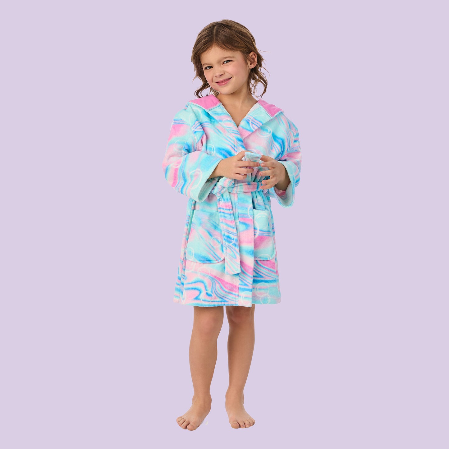 Pink Shark;@A girl wearing 3D Character Hood Cotton Terry Cover Up