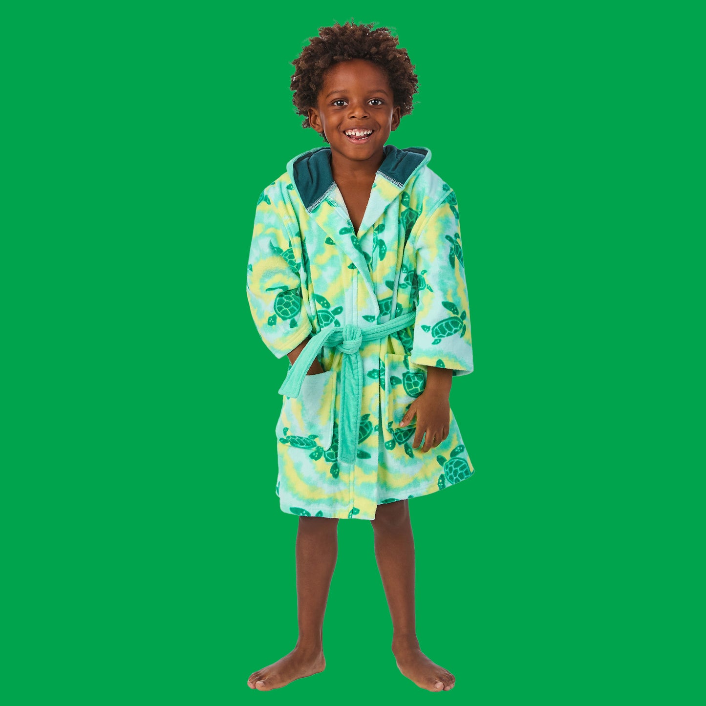 Turtle;@A Boy wearing 3D Character Hood Cotton Terry Cover Up