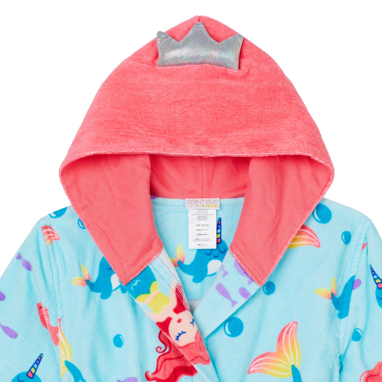 Mermaid;@A 3D Character Hood Cotton Terry Cover Up