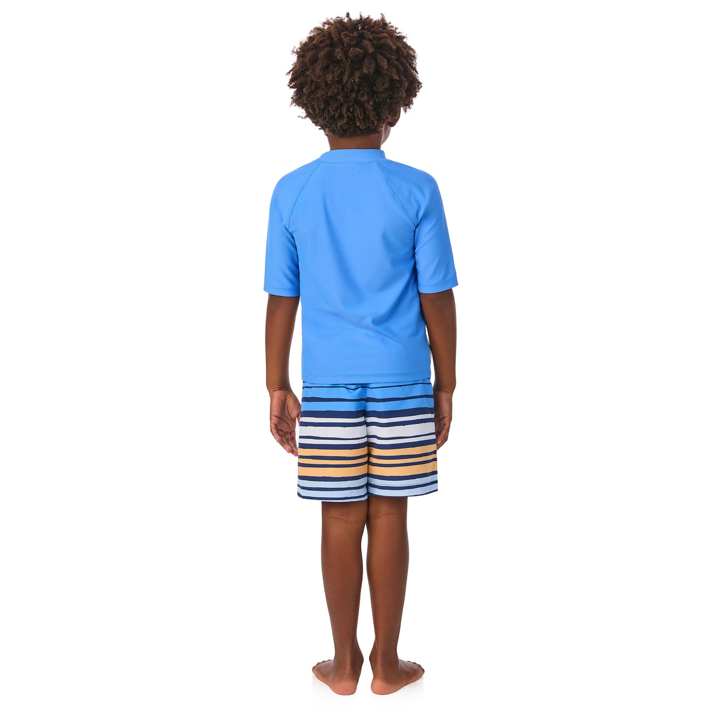 Sharkside Cruiser Blue;@ A Boy wearing Short Sleeve Rashguard Set