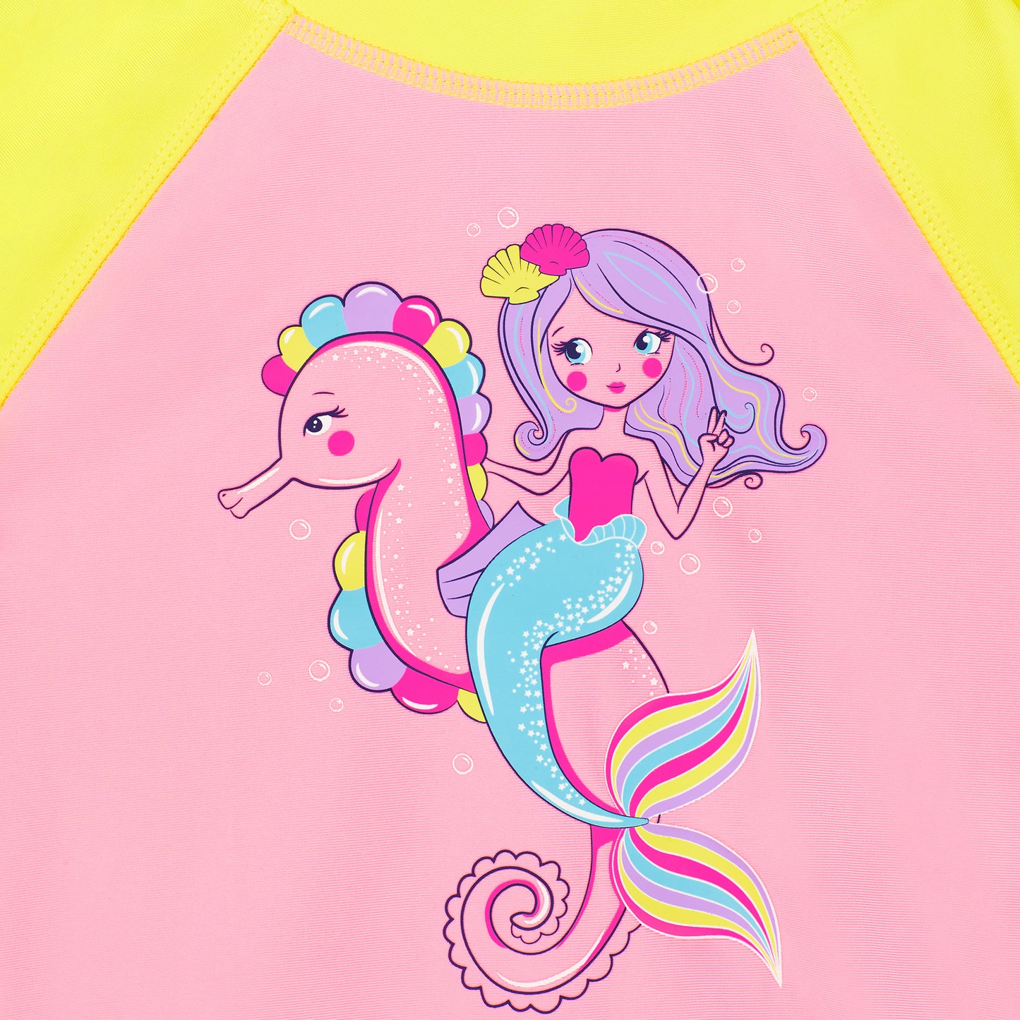 Pastel Pink Sea Pals;@ A Short Sleeve Rashguard Set