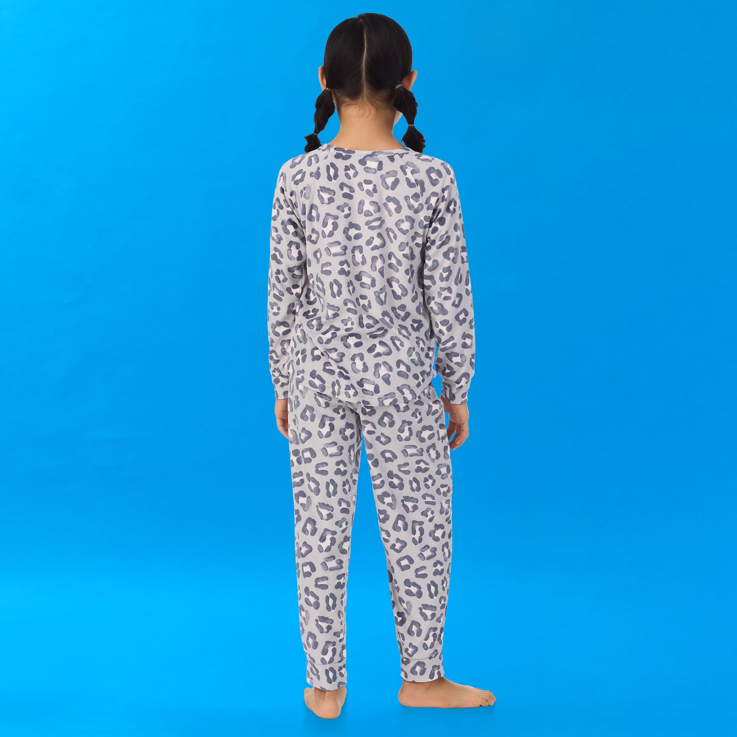 Cheetah;A girl wearing Soft Fleece Animal Pj Set