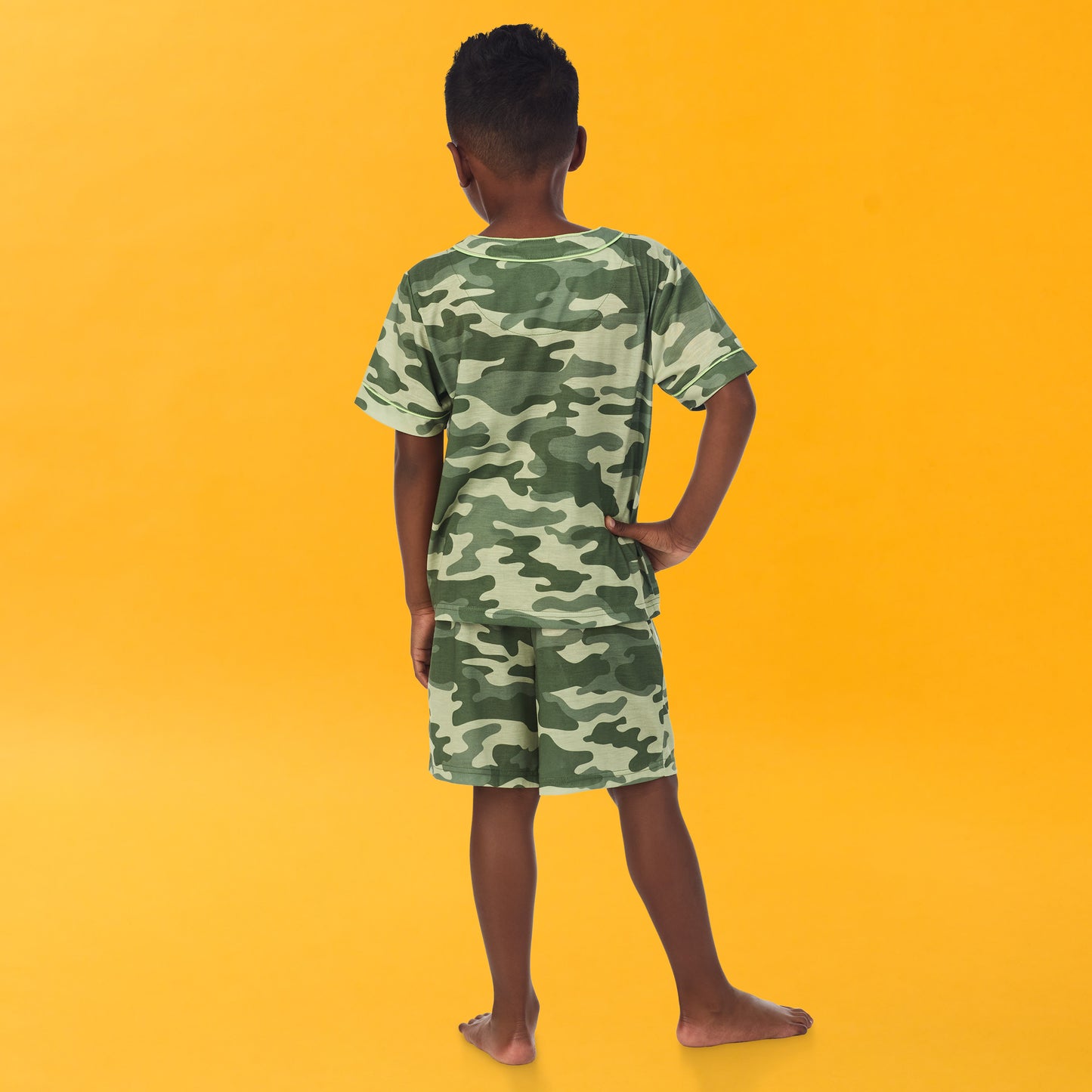 Camo; @A boy wearing Sport Jersey Short Pj Set in camo print