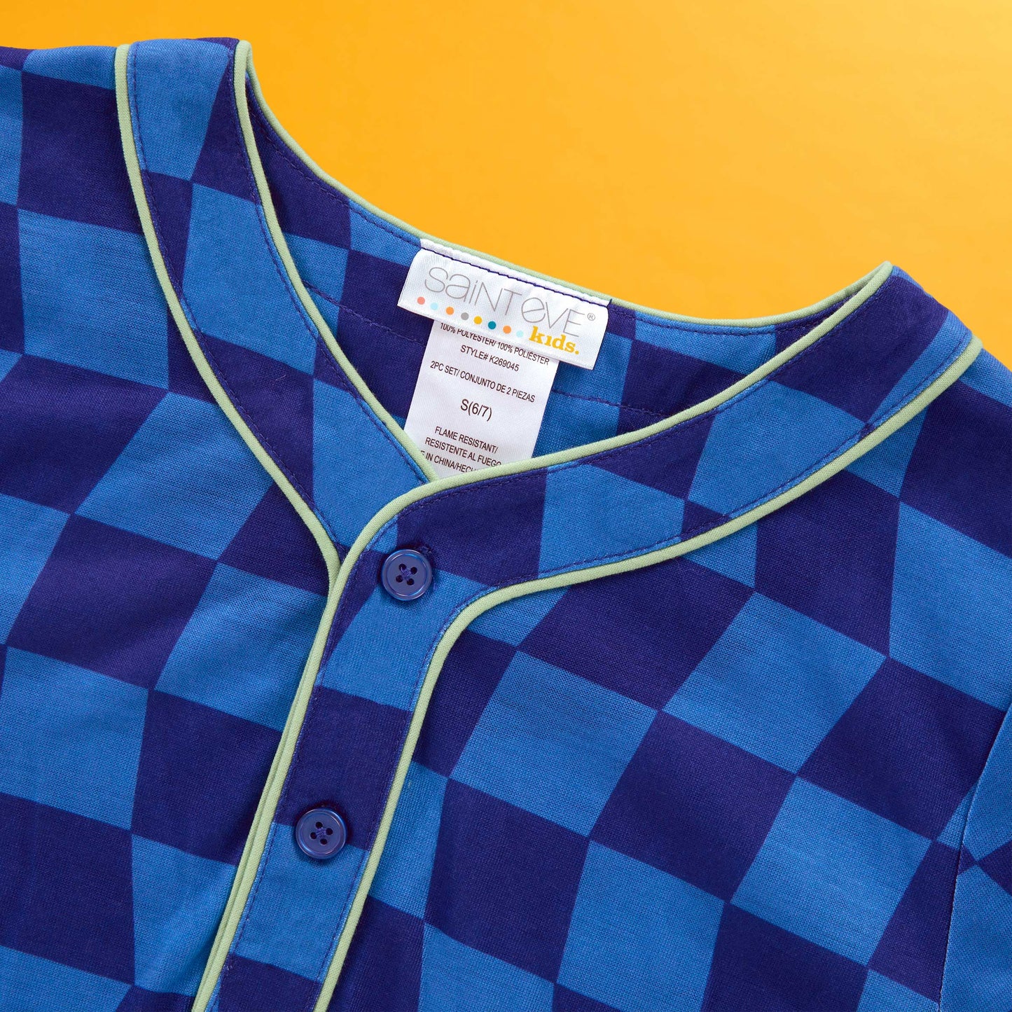 Wavy Check; @A Sport Jersey Short Pj Set with wavy check print