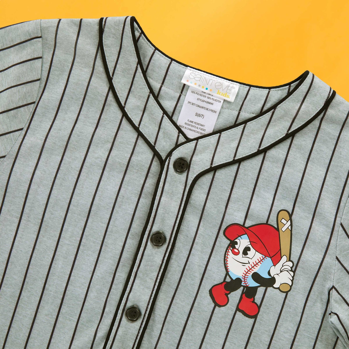 Baseball Stripe; @A Sport Jersey Short Pj Set with baseball stripe print