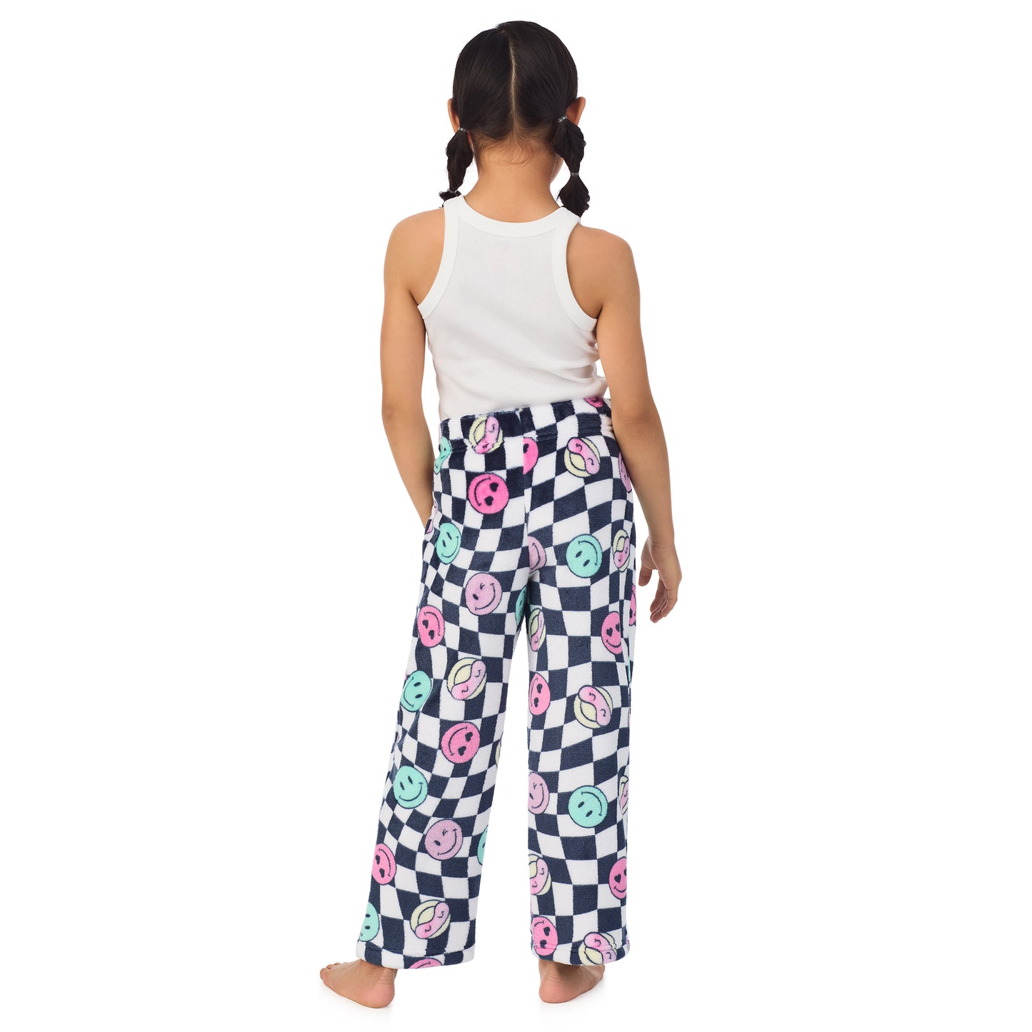 Pink Smiley; @2 Pack Fuzzy Pj Pants With Eye Mask in pink smiley print
