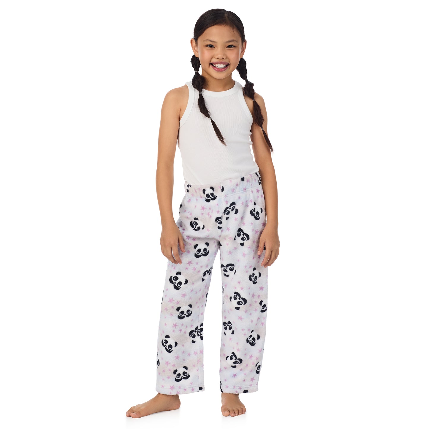 Purple Panda;@A girl wearing 2 Pack Fuzzy Pj Pants With Eye Mask