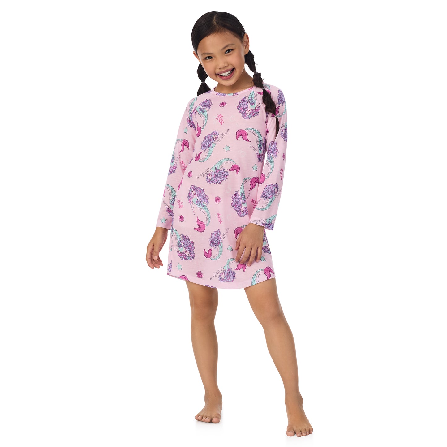 Mermaid;@A girl wearing 2 Pack Long Sleeve Nightgowns