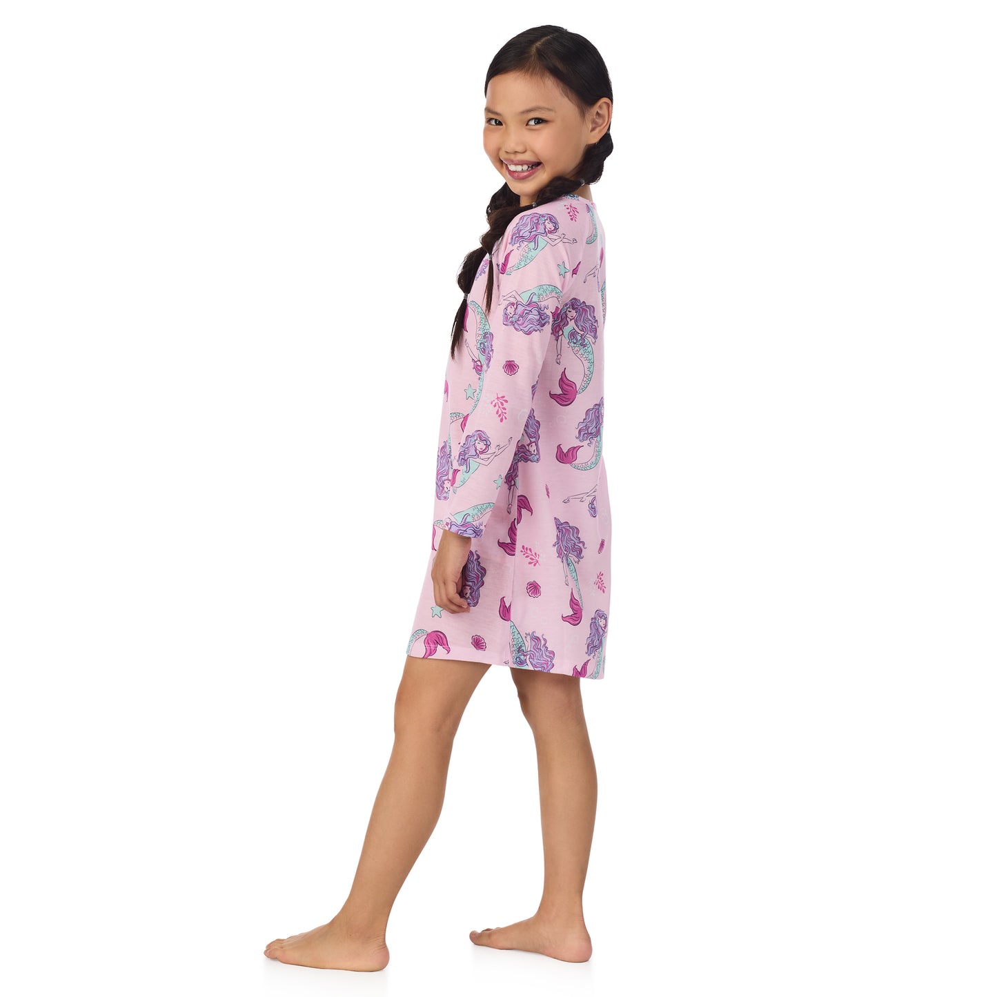 Mermaid;@A girl wearing 2 Pack Long Sleeve Nightgowns