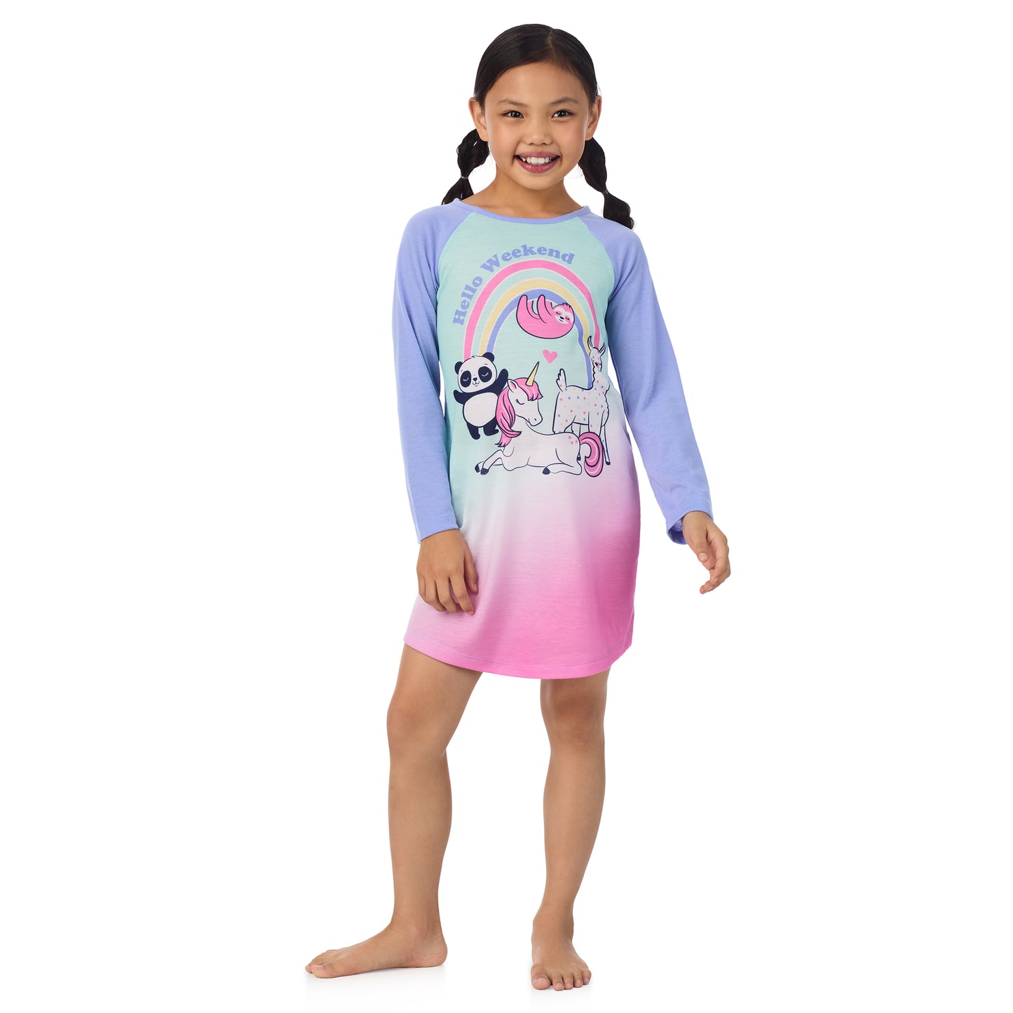 Weekend Friends;@A girl wearing 2 Pack Long Sleeve Nightgowns